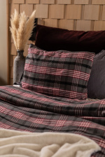 Lord Nelson Bäddset Skaveröd Garnfärgad Flanell Återvunnen 150x210cm, Vinröd