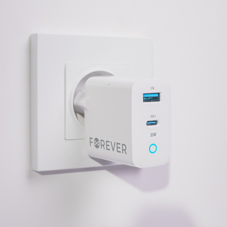 Forever TC-06-33AC PD QC wandoplader 1x USB-C 1x USB 33W