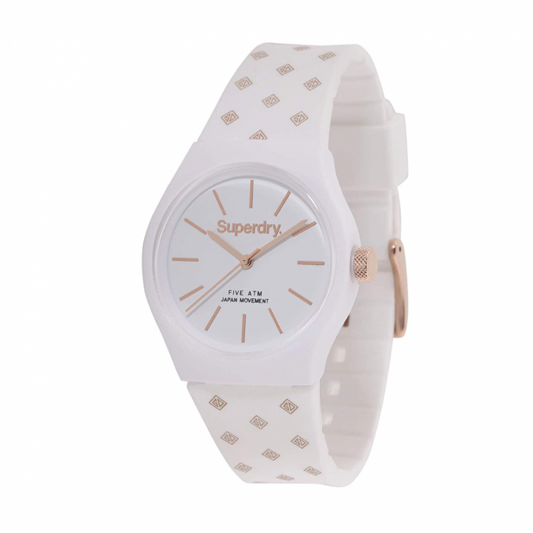 Superdry SDSYG166WRG - Horloge 38 mm met 5 bar waterdichtheid, Wit/Goud