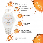 Superdry SDSYG166WRG - Horloge 38 mm met 5 bar waterdichtheid, Wit/Goud