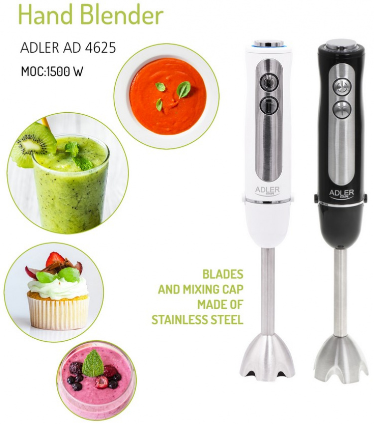 Adler AD 4625 Stavmixer 1500W, Svart Adler AD 4625 Stavmixer 1500W, Svart