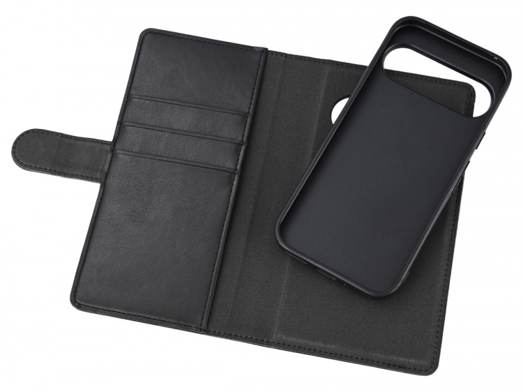 Essentials Google Pixel 9 Pro PU wallet, detachable, 3 cards, black