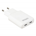 DELTACO USB-C väggladdare 45 W, 2x USB-C PD, slimmad storlek, total effekt 45 W DELTACO USB-C väggladdare 45 W, 2x USB-C PD, slimmad storlek, total effekt 45 W