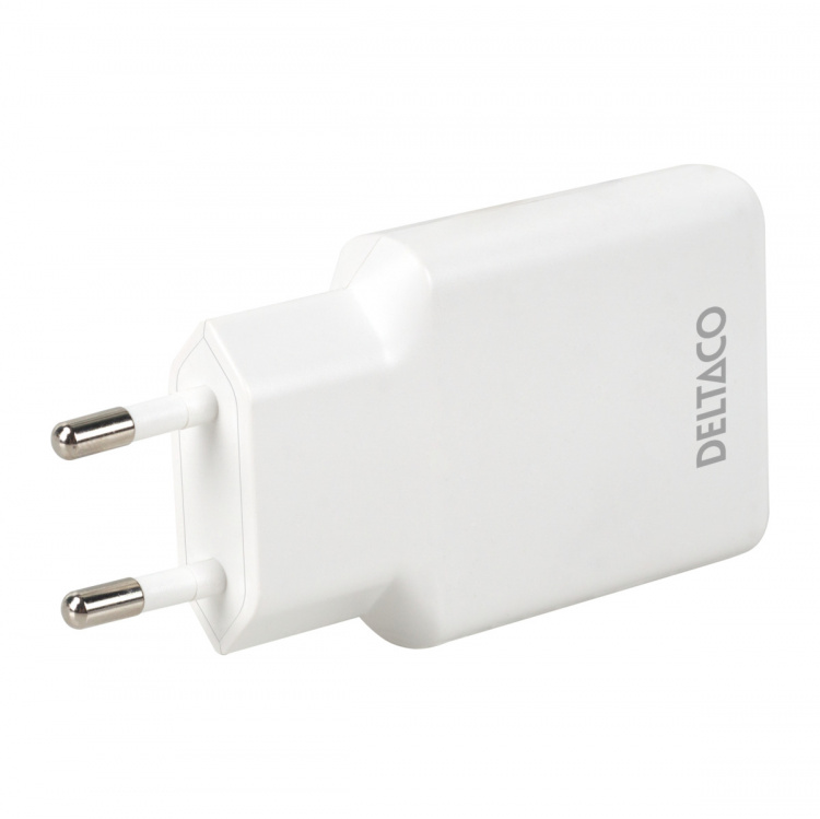 DELTACO USB-C väggladdare 45 W, 2x USB-C PD, slimmad storlek, total effekt 45 W DELTACO USB-C väggladdare 45 W, 2x USB-C PD, slimmad storlek, total effekt 45 W