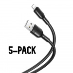 Xo NB212 - USB-naar-Lightning-kabel, snel opladen (2,1A), 1m, 5-pak Xo NB212 - USB-naar-Lightning-kabel, snel opladen (2,1A), 1m, 5-pak