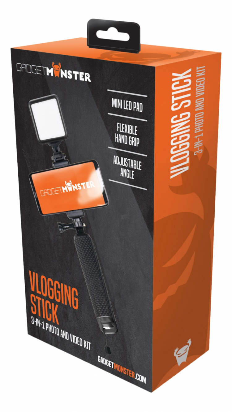 GADGETMONSTER Vlogging Stick met LED-lampje