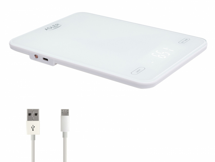 Adler AD 3177w Keukenweegschaal 10kg, USB opladen, Wit Adler AD 3177w Keukenweegschaal 10kg, USB opladen, Wit