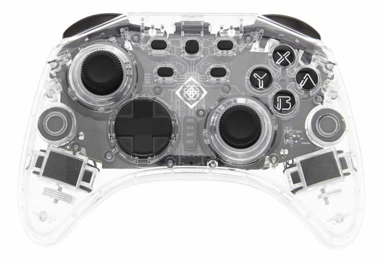 DELTACO Nintendo Switch-controller, transparant, RGB, macroknoppen