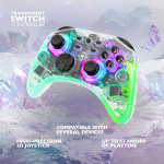 DELTACO Nintendo Switch-controller, transparant, RGB, macroknoppen