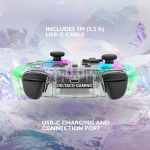 DELTACO Nintendo Switch-controller, transparant, RGB, macroknoppen