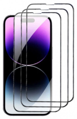 3-pack Screenprotectors van gehard glas voor iPhone 14 Plus, Zwarte rand