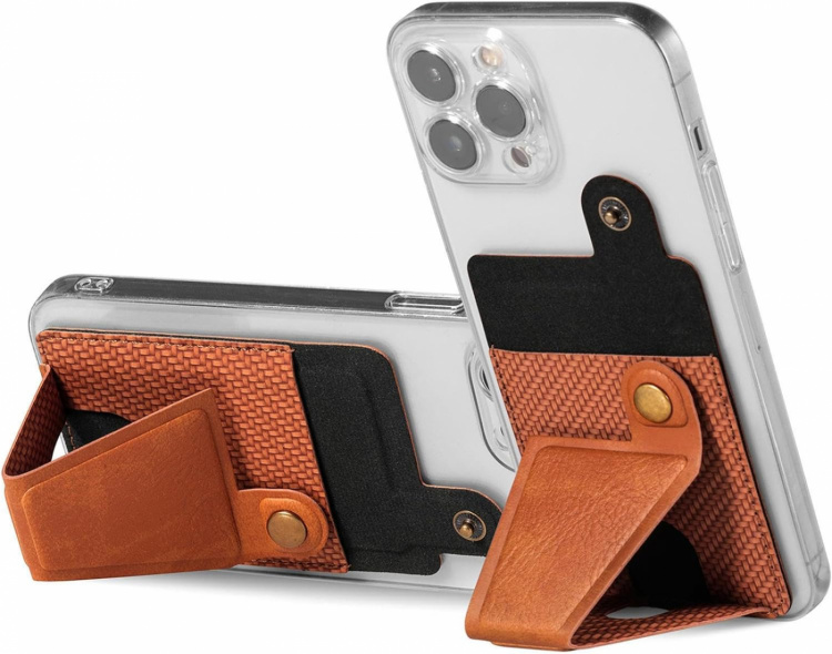 PU leren kaarthouder met standaard, zwart