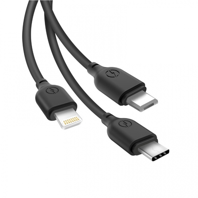 Xo NB103, 3in1-kabel (2,1A) USB - Lightning + USB-C + microUSB, 1m
