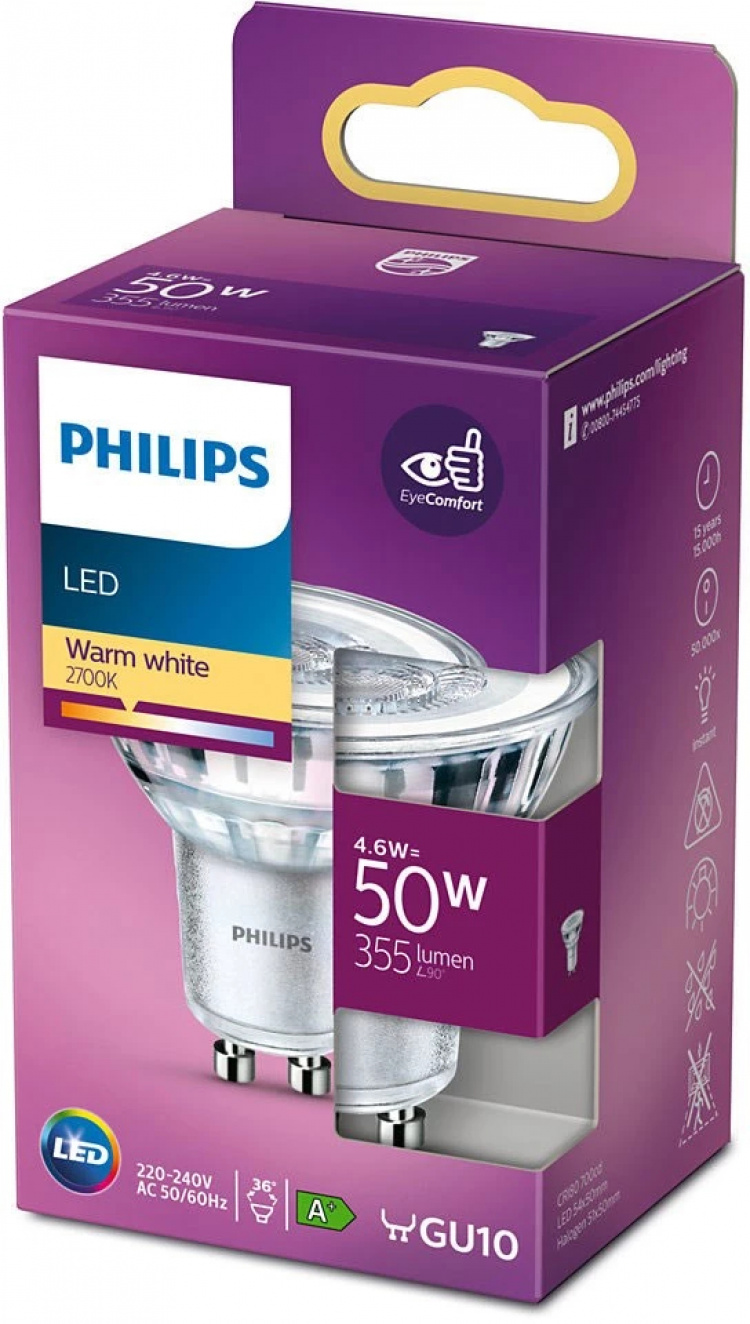 Philips LED Classic 50W GU10, Warm white