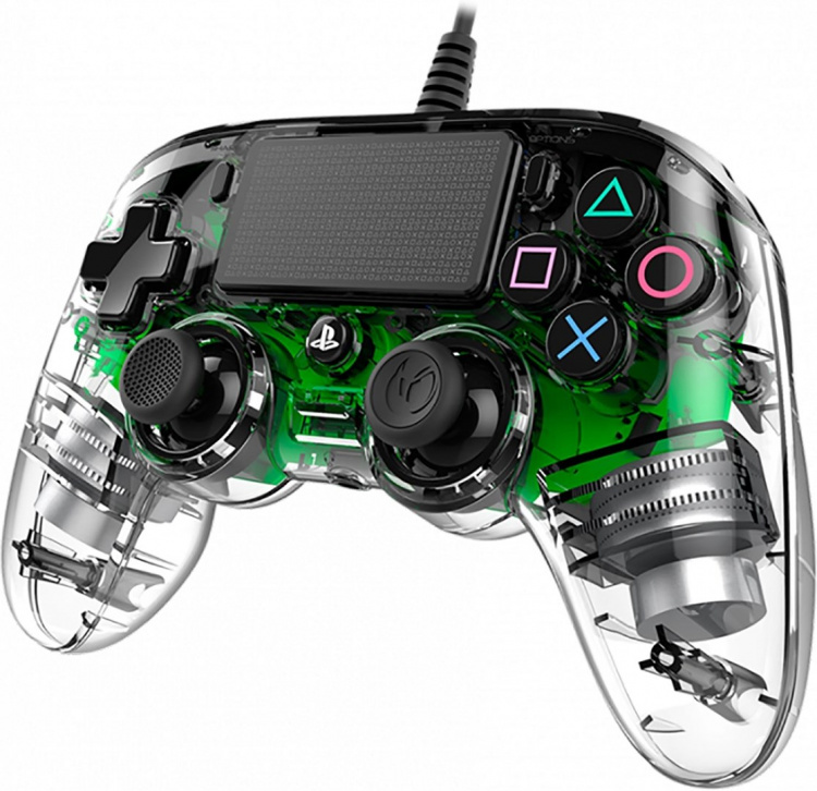 Nacon Wired illuminated Compact kontroll, Grön LED (PS4/PC)