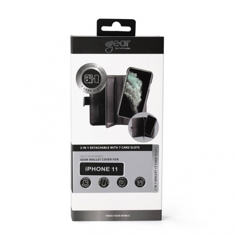 GEAR Wallet Black 7 Cardpockets iPhone 11 2in1 Magnetcover GEAR Wallet Black 7 Cardpockets iPhone 11 2in1 Magnetcover