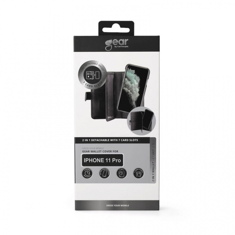GEAR Mobielhoesje 2in1 7 kaartsleuf zwart - iPhone 11 Pro
