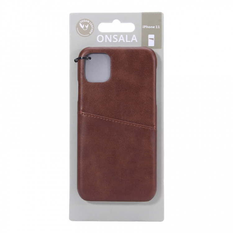 ONSALA Mobile Cover Brown with Cardpocket iPhone 11  ONSALA Mobile Cover Brown with Cardpocket iPhone 11