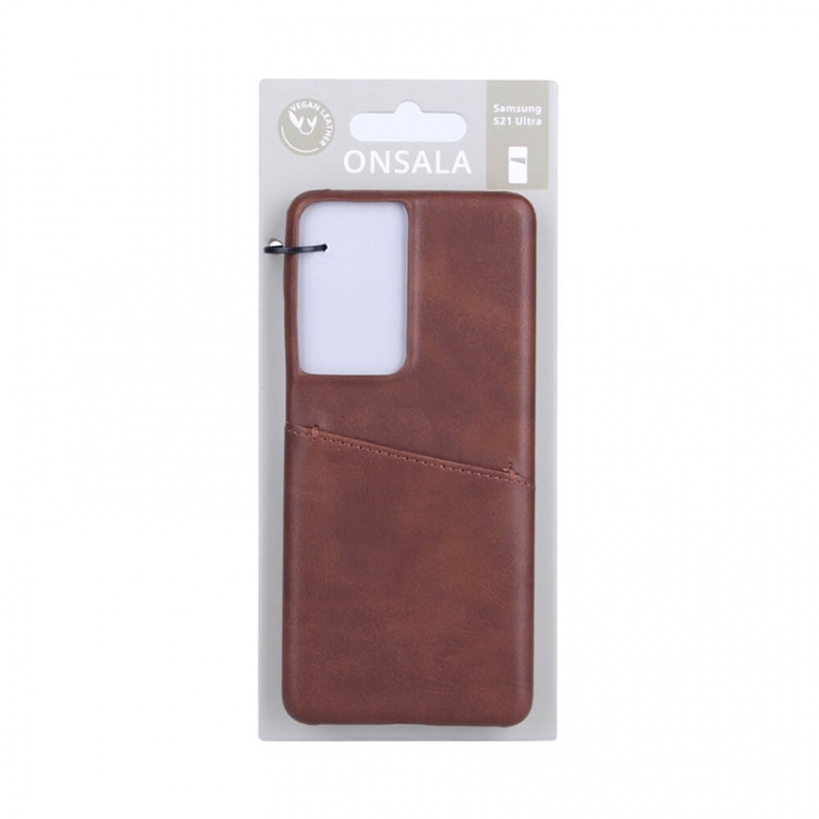 ONSALA Mobile Cover Brown with Cardpocket Samsung S21 Ultra /S30 Ultra 5G