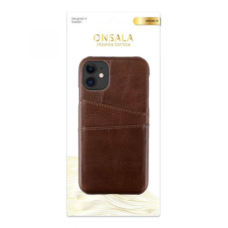 ONSALA COLLECTION Cover Leather Brown iPhone 11 med Kortfack ONSALA COLLECTION Cover Leather Brown iPhone 11 med Kortfack