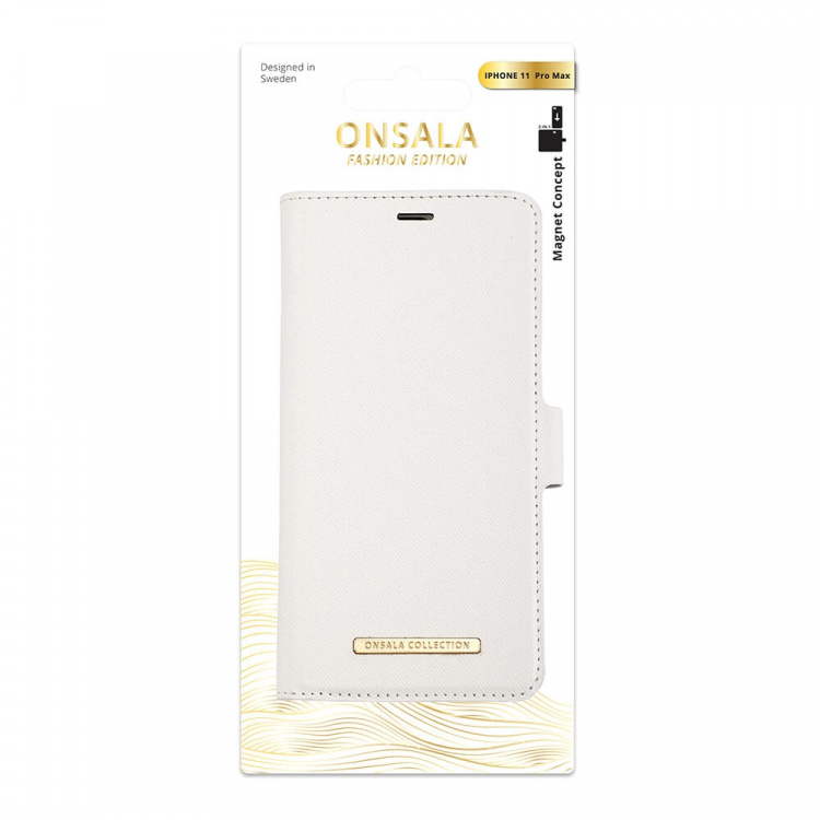 ONSALA COLLECTION Mobile Wallet Saffiano White iPhone 11 PRO MAX