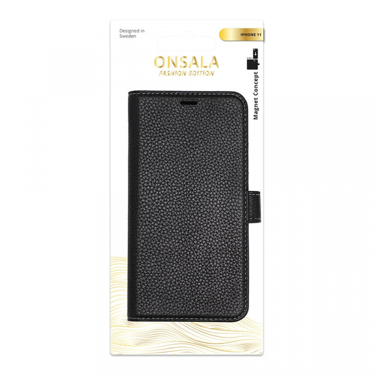 ONSALA COLLECTION Wallet Leather Black iPhone 11 ONSALA COLLECTION Wallet Leather Black iPhone 11