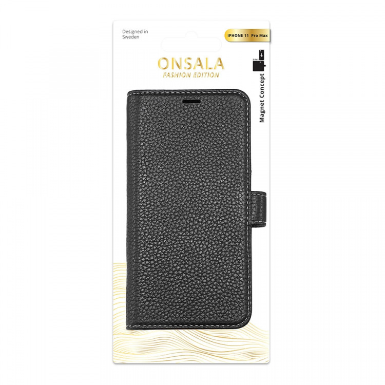 ONSALA COLLECTION Wallet Leather Black iPhone 11 PRO MAX  ONSALA COLLECTION Wallet Leather Black iPhone 11 PRO MAX