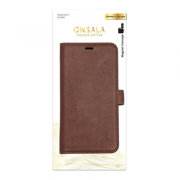 ONSALA COLLECTION Wallet Leather Brown iPhone 11 PRO MAX 