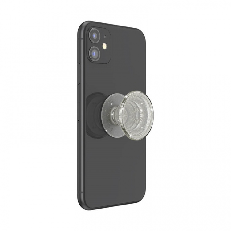 POPSOCKETS Clear Glitter Silver Removable Grip with Standfunction