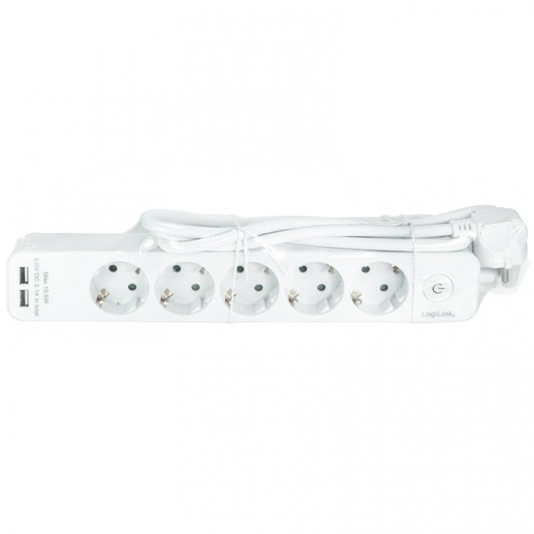 LogiLink Grenuttag 5-vägs + 2st USB m b LogiLink Grenuttag 5-vägs + 2st USB m b
