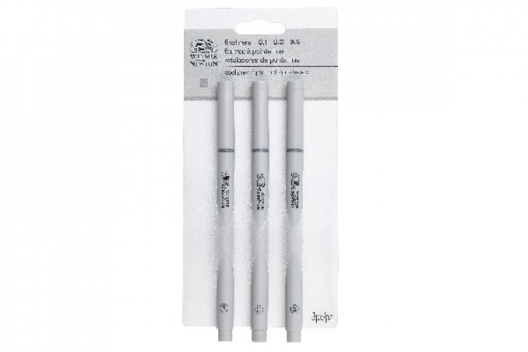 Winsor Fineliner Cool Grey 3st 0.1, 0.3, 0.5mm