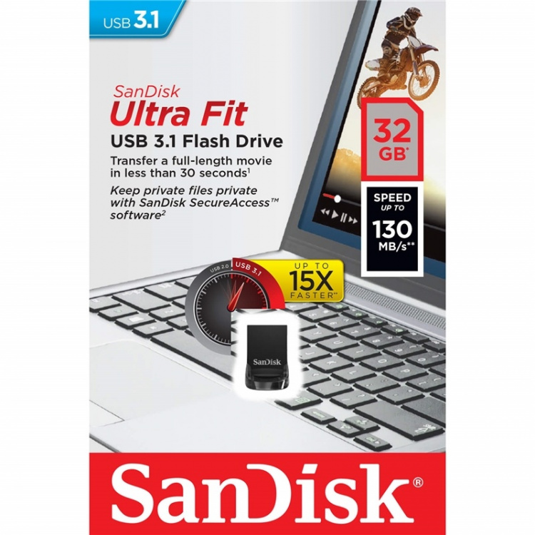 SanDisk USB-stick 3.1 UltraFit 32GB SanDisk USB-stick 3.1 UltraFit 32GB