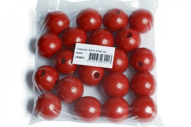 Träpärlor 35mm 20st, Röd