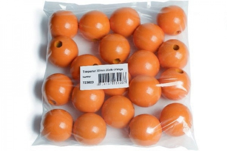 Träpärlor 35mm 20st, Orange