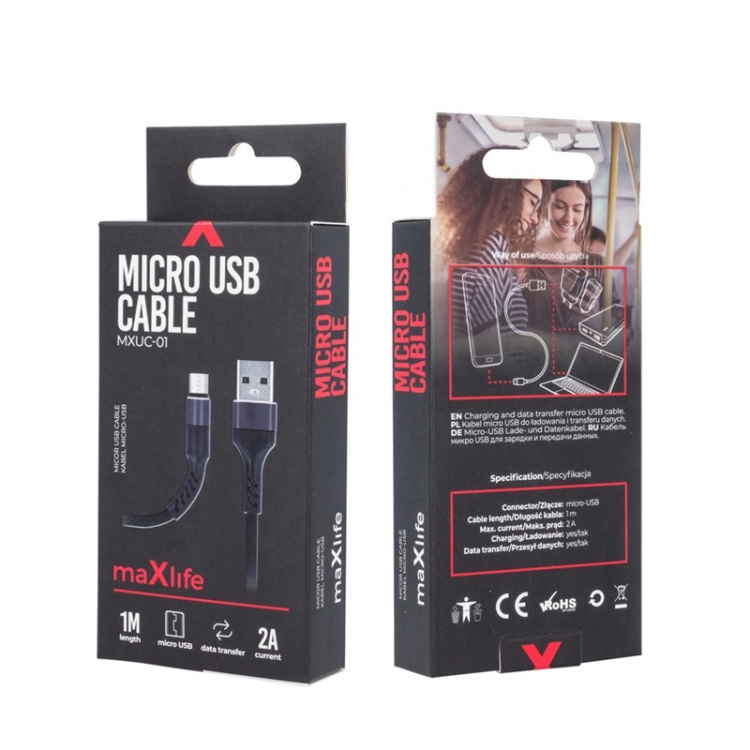 MXUC-01 microUSB-kabel (2A) snel opladen, zwart MXUC-01 microUSB-kabel (2A) snel opladen, zwart