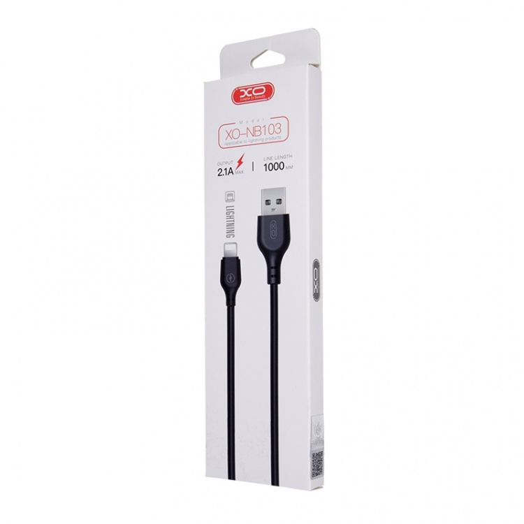 Xo NB103 USB - Lightning-kabel (2,1A) 1m, Zwart Xo NB103 USB - Lightning-kabel (2,1A) 1m, Zwart