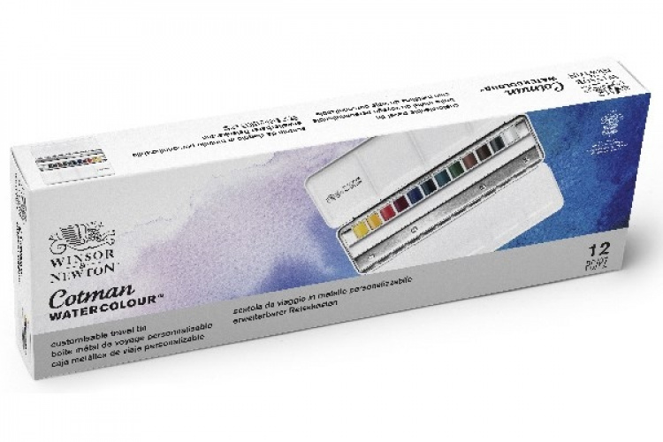 Cotman Water Col 12x½-pan studio Bluebox metal