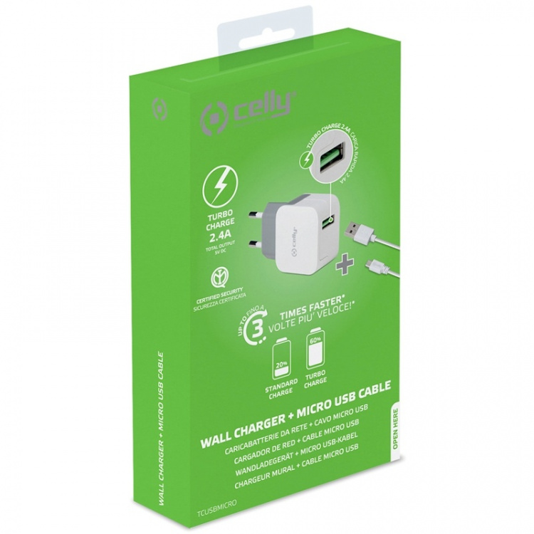 Celly USB-laddare MicroUSB 2,4A