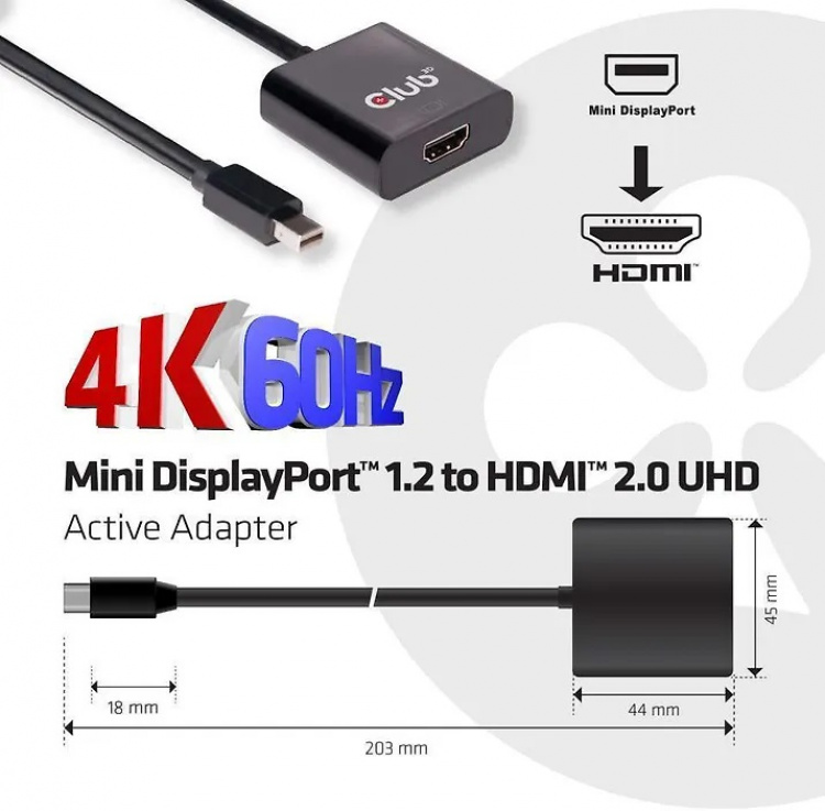 Club 3D Mini Displayport 1.2 - HDMI 2.0 Adapter CAC-2170