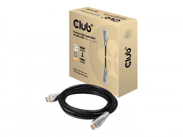 CLUB3D Premium High Speed HDMIT 2.0 4K60Hz UHD Cable 1 m/ 3.28 ft Certified CLUB3D Premium High Speed HDMIT 2.0 4K60Hz UHD Cable 1 m/ 3.28 ft Certified