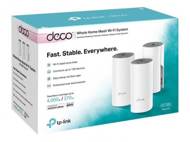 TP-LINK Deco E4 (3-pack) Dual-band (2,4 GHz / 5 GHz) Wi-Fi 5 (802.11ac) Wit, Grijs