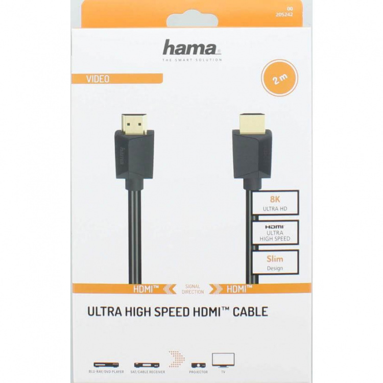 Hama Kabel HDMI Hoge Snelheid 8K 48Gbit/s Zwart 2,0m Hama Kabel HDMI Hoge Snelheid 8K 48Gbit/s Zwart 2,0m