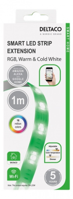 DELTACO SMART HOME LED strip verlenging, 1m, RGB, 2700K-6500K, 6-pins DELTACO SMART HOME LED strip verlenging, 1m, RGB, 2700K-6500K, 6-pins