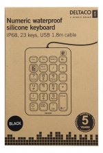 DELTACO silicon numpad, IP68, 23 keys, USB, black