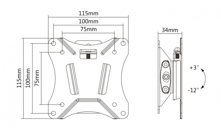 DELTACO OFFICE Compact and tiltable wall mount for LED/LCD, 13 - 27