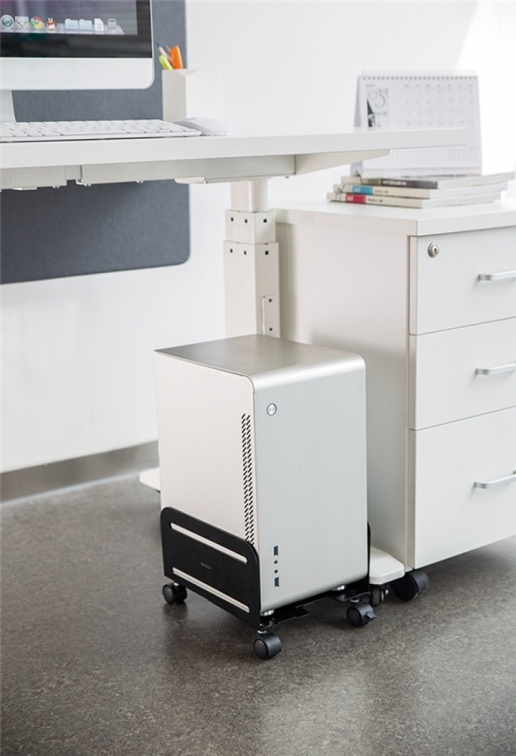 DELTACO OFFICE Universal mobile CPU stand, black