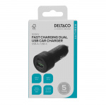 DELTACO USB car charger, 1x USB-C, PD 18 W, 1x USB-A, 18 W, 36W, metal DELTACO USB car charger, 1x USB-C, PD 18 W, 1x USB-A, 18 W, 36W, metal