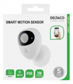 DELTACO SMART HOME Motion sensor, PIR, WiFi 2.4 GHz white/black