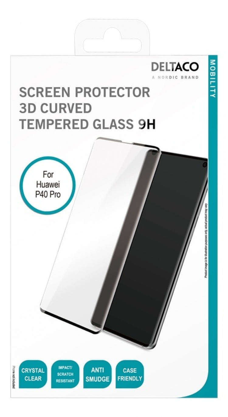 DELTACO screen protector for Huawei P40 Pro, 2.5D glass, full screen DELTACO screen protector for Huawei P40 Pro, 2.5D glass, full screen