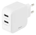 DELTACO Wall charger with dual USB-A ports, 4.8 A, 24 W, white DELTACO Wall charger with dual USB-A ports, 4.8 A, 24 W, white